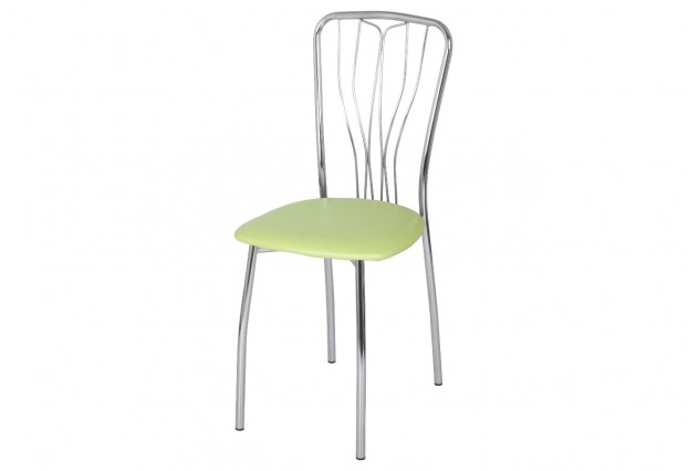Стул ЛИЛИЯ хром корпус, светло-фисташковый экокожа