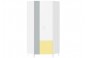 Шкаф угловой ШК-004 МДФ Кубо Белый Гладкий, матовая Грин Грей Софт, низ - матовая Солнечно-желтый