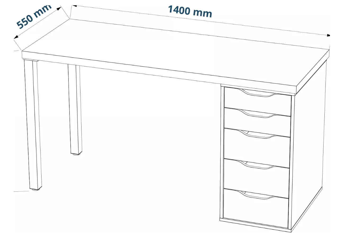 Ингар 2/5Т стол письменный 140x75x55, белый
