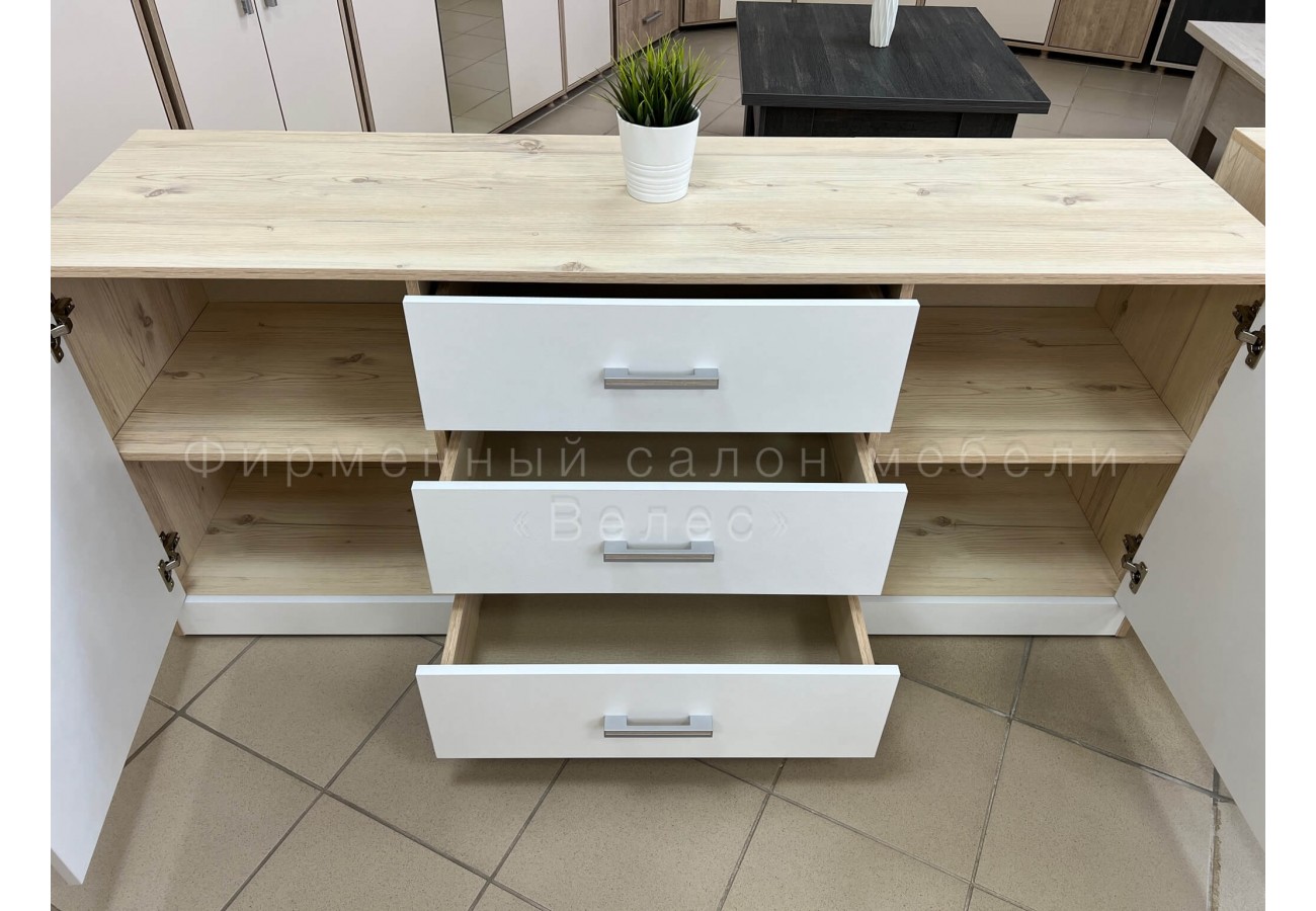 Спальный гарнитур "Милана" - Комод 2-ств с 3 ящиками 1686х450х740 Гаскон Пайн/Белый лофт