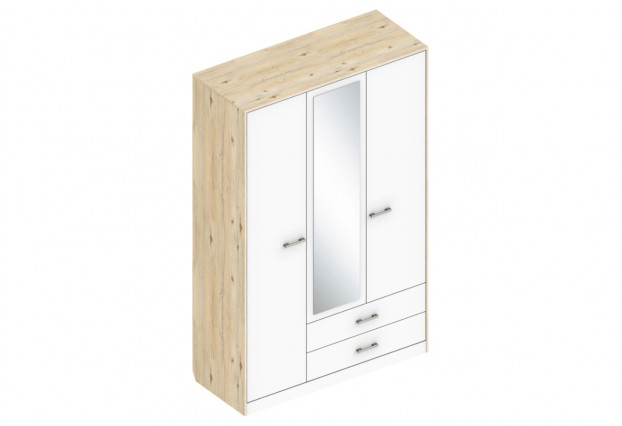 Спальный гарнитур "Милана" - Шкаф 3-ств с 2 ящиками 1400х600х2200 Гаскон Пайн/Белый лофт