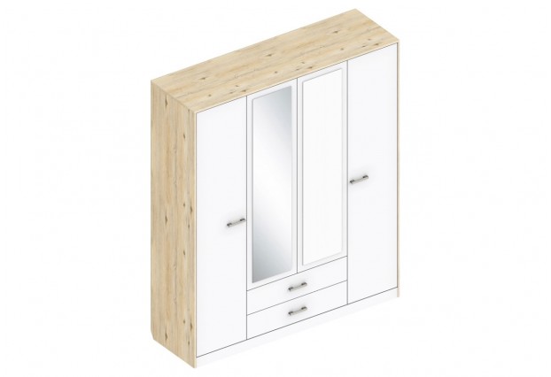 Спальный гарнитур "Милана" - Шкаф 4-ств с 2 ящиками 1856х600х2200 Гаскон Пайн/Белый лофт