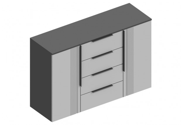 Вита Комод 2-ств с 4 ящиками Тёмно серый