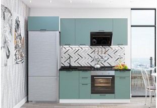 Кухонный гарнитур Флэт-01 Grey-green In 2S, Белый 260 см
