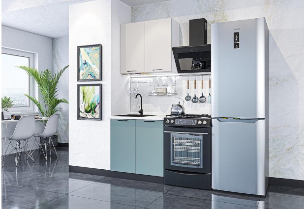 Кухонный гарнитур Флэт-03 Cashmere In 2S/Grey-green In 2S, Белый/Graphite серый 80 см