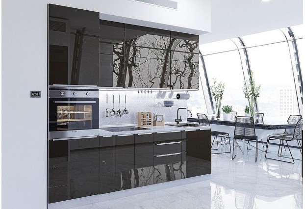 Кухонный гарнитур Фьюжн-03 Anthracite, Белый 260 см