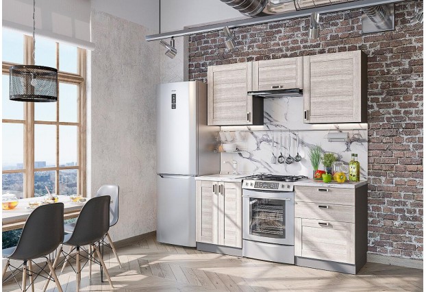 Кухонный гарнитур Лофт-05 Cappuccino Veralinga, Graphite серый 180 см