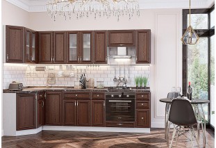 Кухонный гарнитур угловой Шале-03 Brown Dreamline, Белый 120/279 см