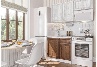 Кухонный гарнитур Шале-04 White Dreamline/Brown Dreamline, Белый 150 см