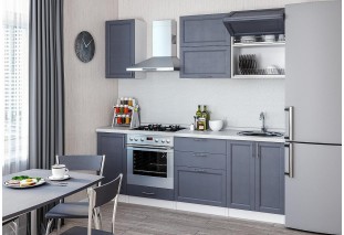 Кухонный гарнитур Сканди-01 Graphite Softwood, Белый 220 см