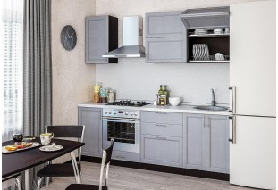 Кухонный гарнитур Сканди-01 Grey Softwood, Graphite серый 220 см