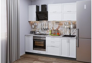 Кухонный гарнитур Сканди-01 White Softwood, Graphite серый 220 см