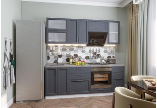 Кухонный гарнитур Сканди-02 Graphite Softwood, Белый 220 см