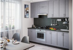 Кухонный гарнитур Сканди-03 Grey Softwood, Graphite серый 260 см
