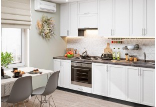 Кухонный гарнитур Сканди-03 White Softwood, Graphite серый 260 см