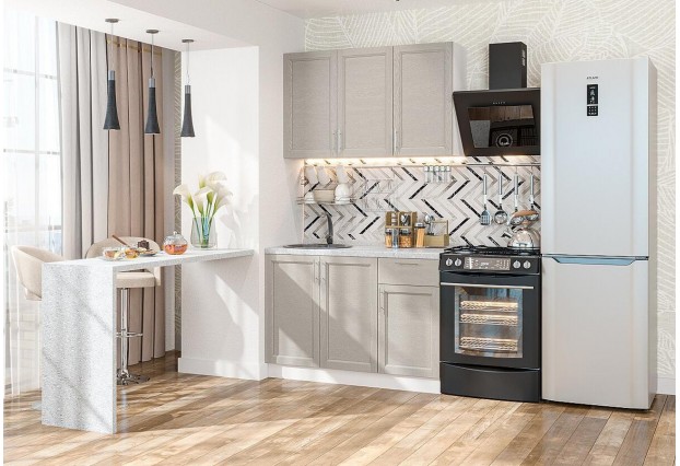 Кухонный гарнитур Сканди-05 Cappuccino Softwood, Белый 120 см
