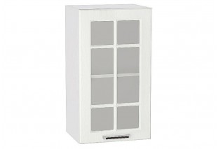 Шкаф верхний с 1-ой остекленной дверцей Прага Белое дерево / Белый 40 х 31,8 х 92 см