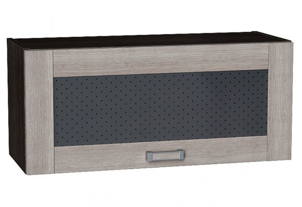 Шкаф верхний горизонтальный остекленный Лофт Cappuccino Veralinga / Graphite 80 х 32 х 35,8 см