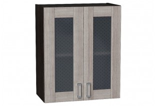 Шкаф верхний с 2-мя остекленными дверцами Лофт Cappuccino Veralinga / Graphite 60 х 32 х 71,6 см