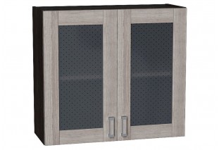 Шкаф верхний с 2-мя остекленными дверцами Лофт Cappuccino Veralinga / Graphite 80 х 32 х 71,6 см