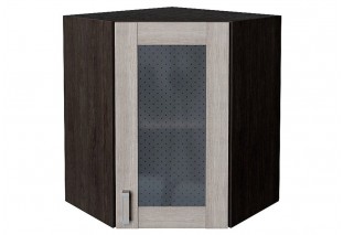 Шкаф верхний угловой остекленный Лофт Cappuccino Veralinga / Graphite 60 х 60 х 71,6 см