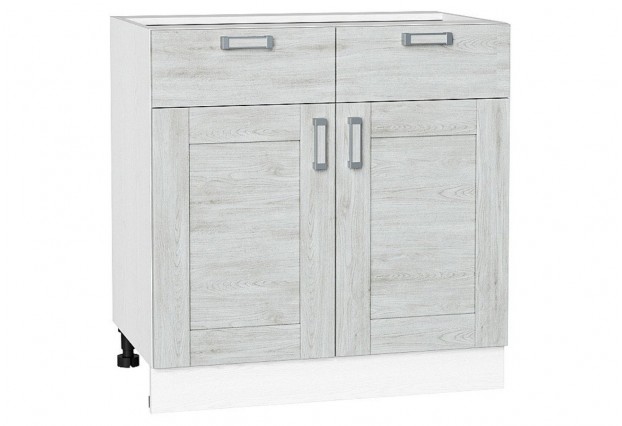 Шкаф нижний с 2-мя дверцами и 2-мя ящиками Лофт Nordic Oak / Белый 80 х 48 х 81,6 см