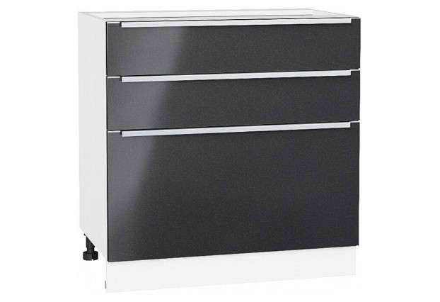 Шкаф нижний с 3-мя ящиками Фьюжн Anthracite / Белый 80 х 48 х 81,6 см