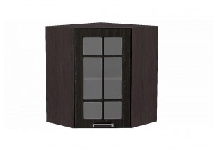 Шкаф верхний угловой остекленный Прага Венге премиум / Graphite 60 х 60 х 71,6 см