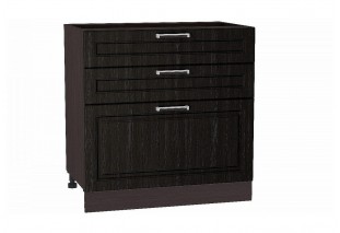 Шкаф нижний с 3-мя ящиками Прага Венге премиум / Graphite 80 х 47,8 х 81,6 см