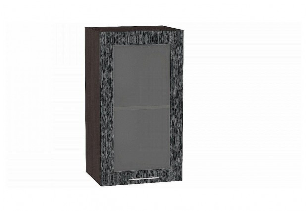 Шкаф верхний с 1-ой остекленной дверцей Валерия-М Черный металлик дождь / Graphite 40 х 31,8 х 71,6 см