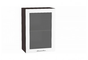Шкаф верхний с 1-ой остекленной дверцей Валерия-М Белый глянец / Graphite 50 х 31,8 х 71,6 см