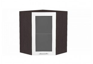 Шкаф верхний угловой остекленный Валерия-М Белый глянец / Graphite 60 х 60 х 71,6 см