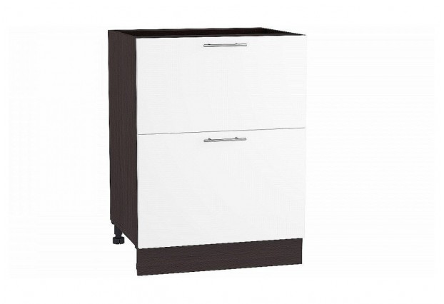 Шкаф нижний с 2-мя ящиками Валерия-М Белый глянец / Graphite 60 х 47,8 х 81,6 см