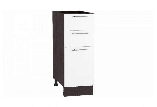 Шкаф нижний с 3-мя ящиками Валерия-М Белый глянец / Graphite 30 х 47,8 х 81,6 см