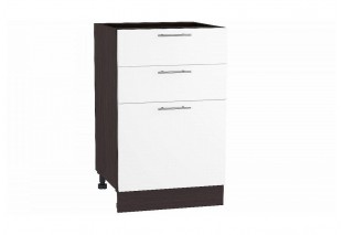 Шкаф нижний с 3-мя ящиками Валерия-М Белый глянец / Graphite 50 х 47,8 х 81,6 см