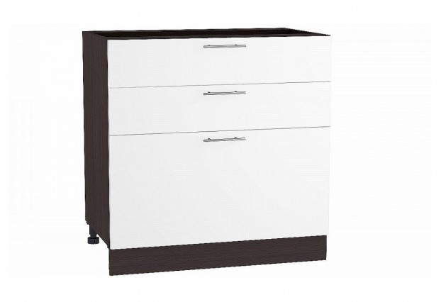 Шкаф нижний с 3-мя ящиками Валерия-М Белый глянец / Graphite 80 х 47,8 х 81,6 см