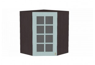 Шкаф верхний угловой остекленный Прованс Голубой / Graphite 60 х 60 х 71,6 см