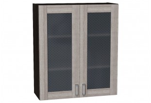 Шкаф верхний с 2-мя остекленными дверцами Лофт Cappuccino Veralinga / Graphite 80 х 32 х 92 см