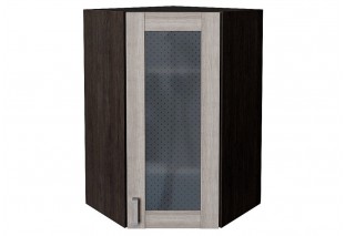 Шкаф верхний угловой остекленный Лофт Cappuccino Veralinga / Graphite 60 х 60 х 92 см