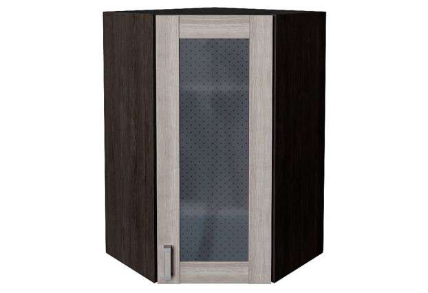 Шкаф верхний угловой остекленный Лофт Cappuccino Veralinga / Graphite 60 х 60 х 92 см