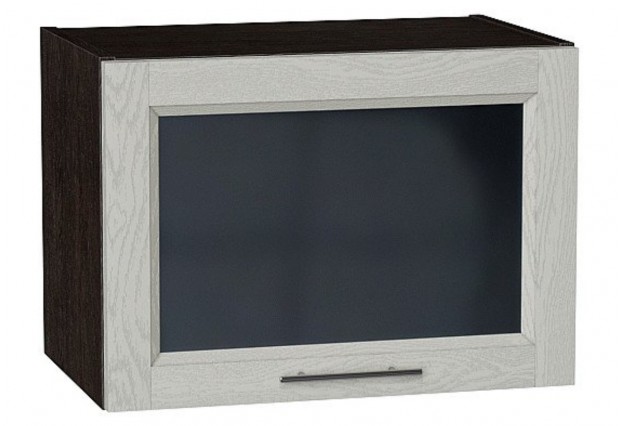 Шкаф верхний горизонтальный остекленный Сканди Cappuccino Softwood / Graphite 50 х 32 х 35,8 см