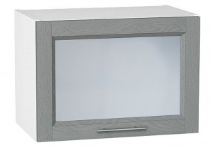 Шкаф верхний горизонтальный остекленный Сканди Grey Softwood / Белый 50 х 32 х 35,8 см
