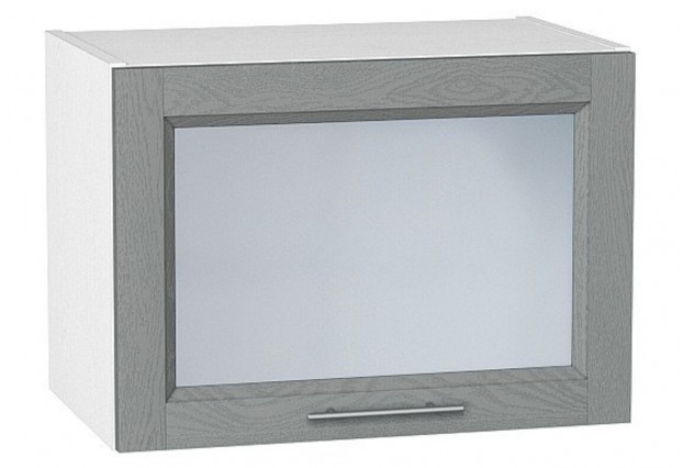 Шкаф верхний горизонтальный остекленный Сканди Grey Softwood / Белый 50 х 32 х 35,8 см