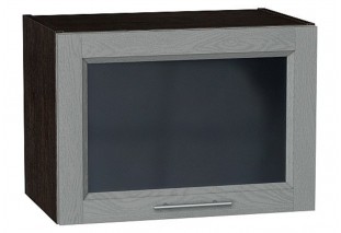 Шкаф верхний горизонтальный остекленный Сканди Grey Softwood / Graphite 50 х 32 х 35,8 см