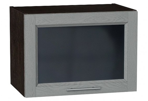 Шкаф верхний горизонтальный остекленный Сканди Grey Softwood / Graphite 50 х 32 х 35,8 см