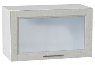 Шкаф верхний горизонтальный остекленный Сканди Cappuccino Softwood / Белый 60 х 32 х 35,8 см