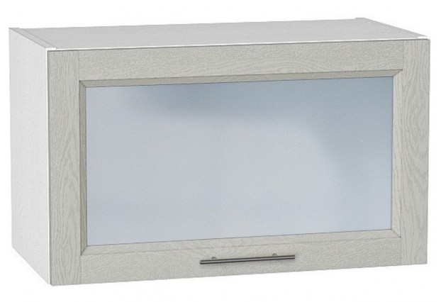 Шкаф верхний горизонтальный остекленный Сканди Cappuccino Softwood / Белый 60 х 32 х 35,8 см
