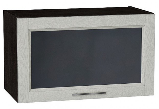 Шкаф верхний горизонтальный остекленный Сканди Cappuccino Softwood / Graphite 60 х 32 х 35,8 см