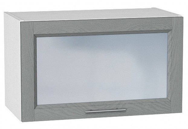 Шкаф верхний горизонтальный остекленный Сканди Grey Softwood / Белый 60 х 32 х 35,8 см