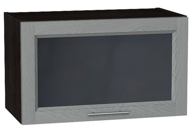 Шкаф верхний горизонтальный остекленный Сканди Grey Softwood / Graphite 60 х 32 х 35,8 см